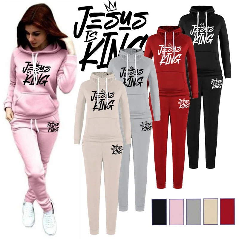 Jesus Is King Women's Sportswear Two-piece Casual Hoodie