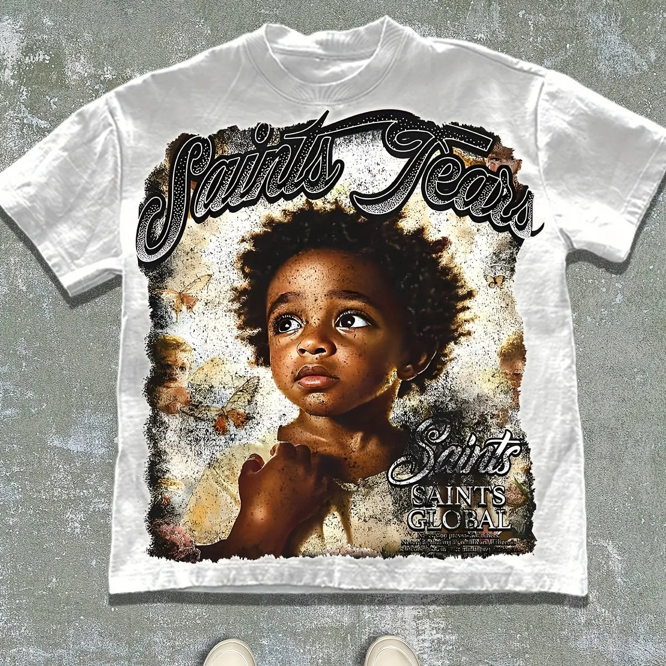 Men's Saints Tears Graphic T-Shirt Heavyweight 180gsm Cotton