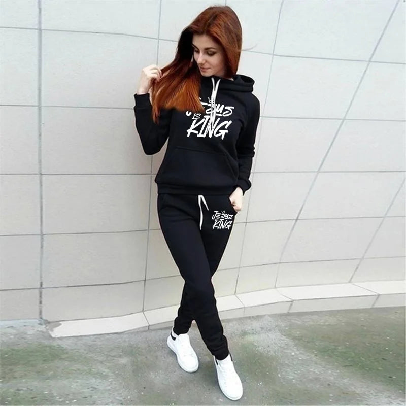 Jesus Is King Women's Sportswear Two-piece Casual Hoodie