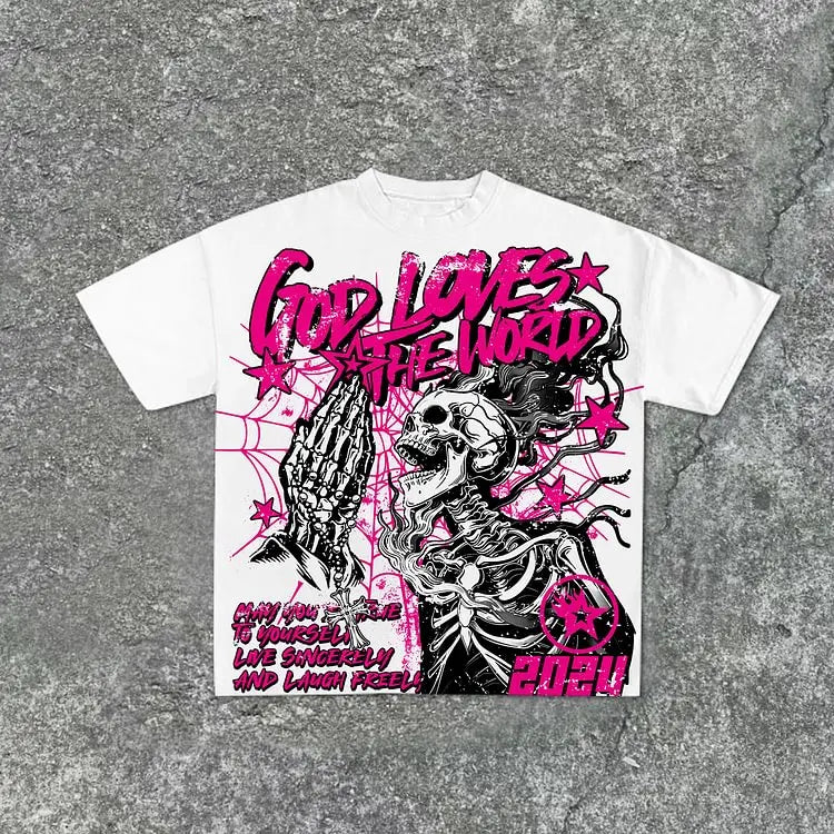 God Loves The World Graphics Cotton T-Shirt