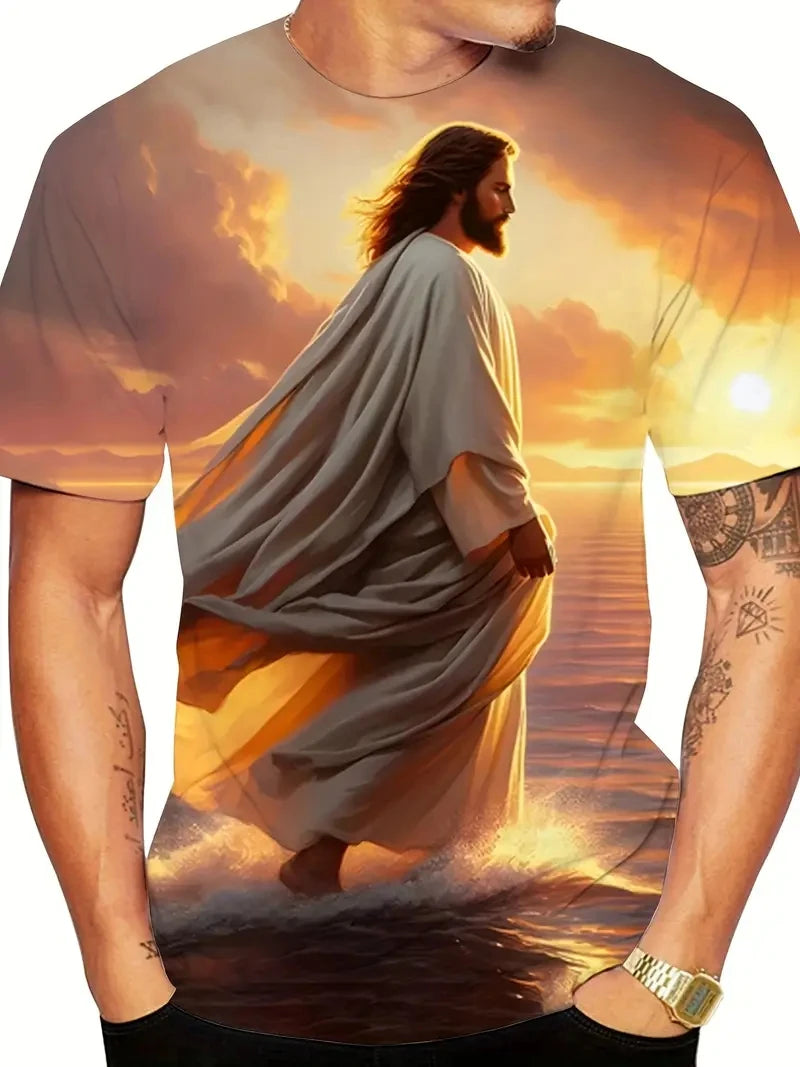 3D Printed Jesus Christ T-Shirt For Men and Women's Casual Fashion wear.