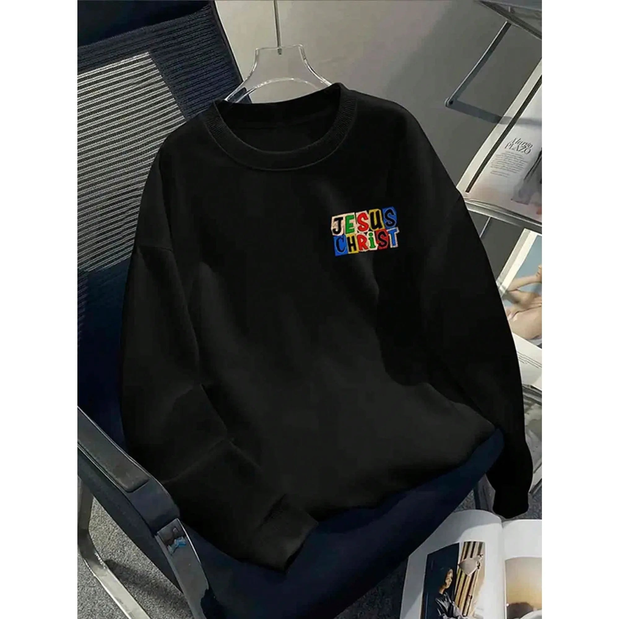 Jesus Christ Pattern Graphic Print Men Streetwear Hip Hop Hoodie