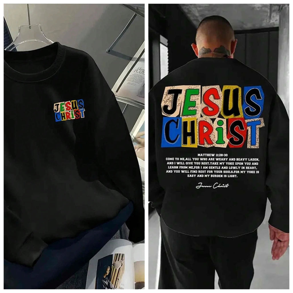 Jesus Christ Pattern Graphic Print Men Streetwear Hip Hop Hoodie